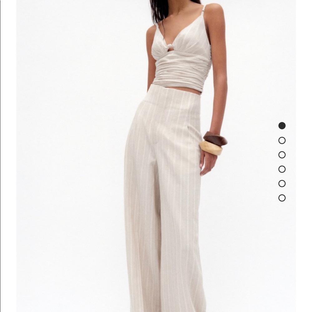 ZARA Two Piece Linen Pants & Crop Top Set